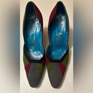 Vintage Multicolor Suede Heels